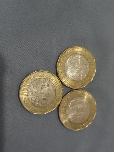 Tres Monedas Conmemorativas De México, Veracruz Y Centenario