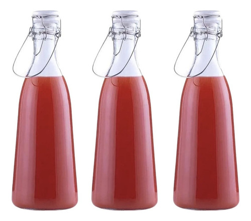 Botella Hermética 1 Litro Cierre X3 Unid Cocina Hermetico