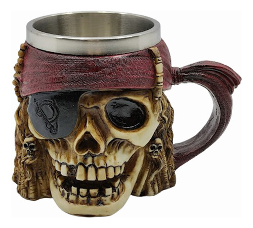 Caneca De Chopp 400ml Caveira Capitão Pirata Jack Decorativa