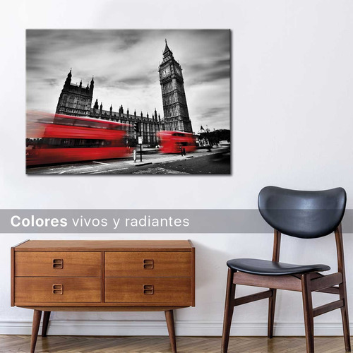 Cuadro Canvas Londres Caseta Y Autobus Rojo1 Elegante 90x60