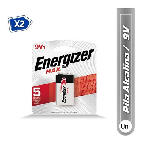 Pila Alcalina 9v Cuadrada Alkaline Energizer 2 Unidades