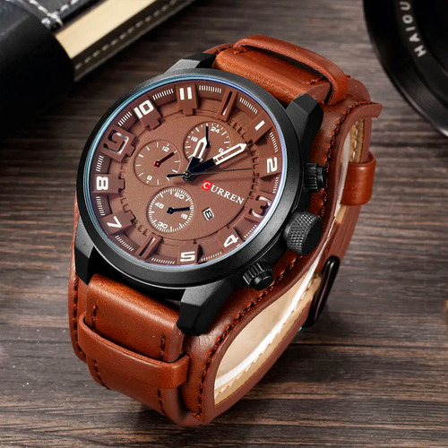Reloj Curren 8225 Cronografo Marrón Otec Diseño Elegante Funcionalidad Avanzada Y Precision Para El Hombre Moderno