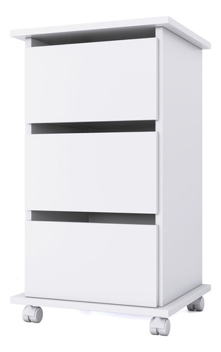 Gaveteiro Carrinho Auxiliar Organizador 62cm 3 Gavetas Cor Branco