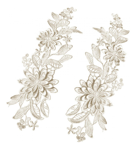 2 Uds Apliques De Encaje Bordado De Flores Apliques Bordados