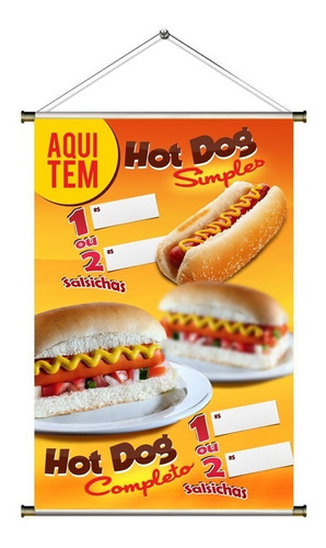 Banner De Hot Dog Simples E Completo Com Foto  60x90cm