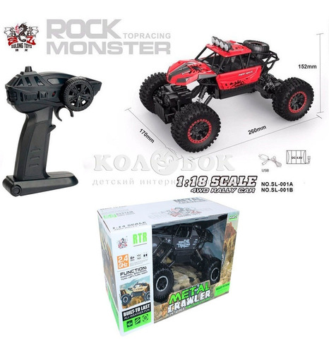 Carro Off-road Crawler 1:18 4wd 2.4 Ghz Automodelo Controle