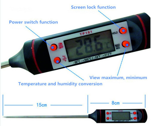 Termometro De Liquidos Y Solidos Preciso De - 50 A 300 C°