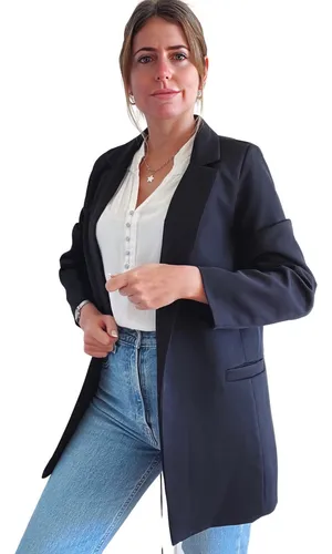 Saco negro mujer largo sale
