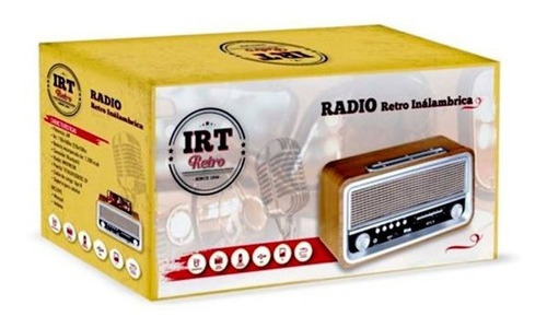 Imagen 4 de 4 de Parlante Retro Irt 07 Vintage Recargable Bt Radio Aux Sd