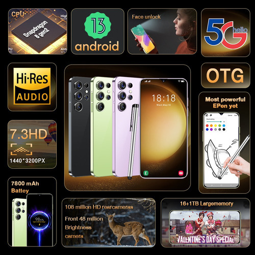 Teléfono Inteligente Android Barato S23 Ultra 7.3 16 Gb+1 Tb 1