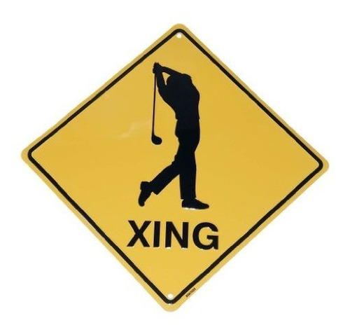 Señales - Golfer Golf Crossing Metal Tin Funny Road Sign