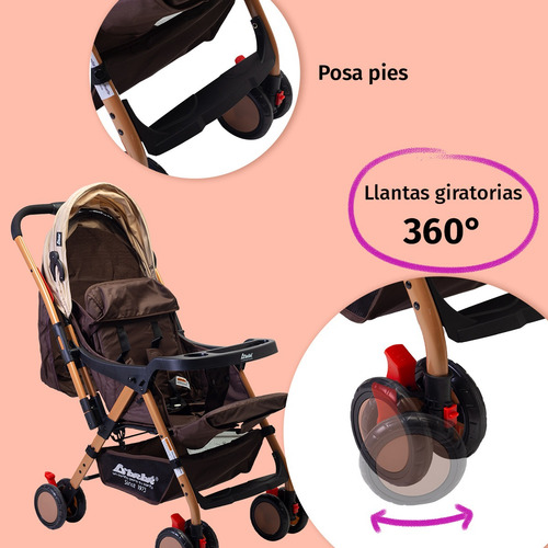 Carriola Reversible Para Bebé D Bebe Bm Ligera Y Reclinable Beige