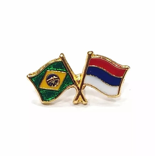 Bótom Pim Broche Bandeira Brasil X Sérvia Folheado A Ouro