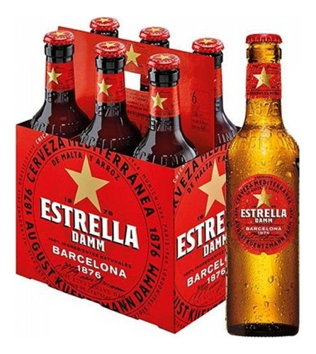 Pack X6 Cerveza Estrella Damm Barcelona 330ml 