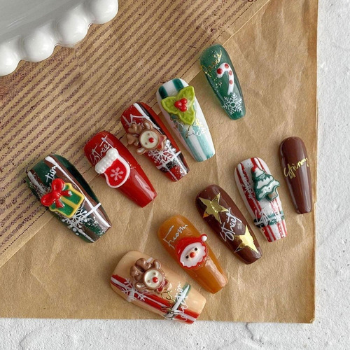 Nuevo Unhas Postiças De Natal, Fofas, Unhas De Cola De