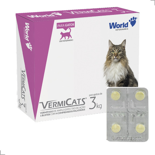 Vermifugo E Antipulgas Gato Vermicats 01-12kg 4cp