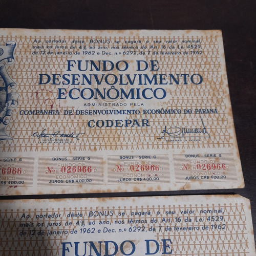 Imagem 5 de 6 de Obrigação Ao Portador Codepar Paraná 2 Unidades