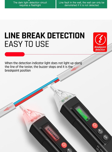 Imagen 2 de 7 de Tester Detector Probador Voltaje Sin Contacto 12-1000 Vac
