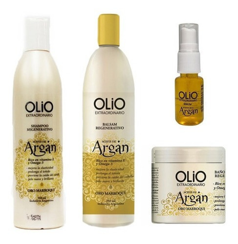 Kit Argan  Shampoo + Enjuague + Baño + Serum Olio