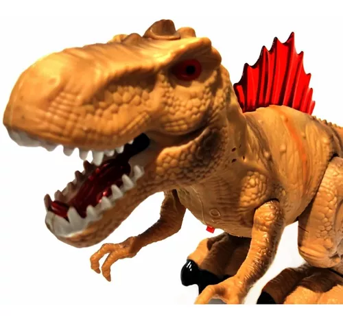 Dinossauro De Brinquedo Solta Fumaça Anda Som Luz Dino Robô laranja