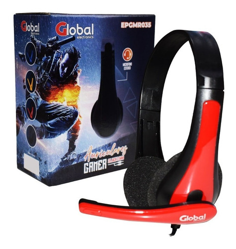 Auricular Epgmr035 Gamer Con Microfono Stereo Negro Y Rojo