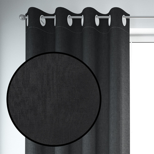 Set De Cortinas Blackout 2 Paños De 140 X 220 Cm Negro