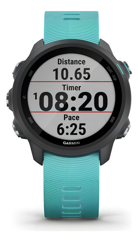 Smartwatch Garmin Forerunner 245 Music Sport 1.2" caixa 42.3mm de polímero reforçado com fibra preta, pulseira aqua e o arco preto de plástico