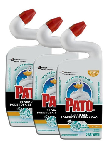 Kit 3 Limpador Pato Cloro Gel Poderosa Espumação 500ml