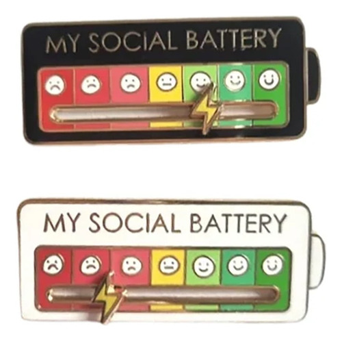 Pin Esmaltado De My Social Battery 2 Piezas 