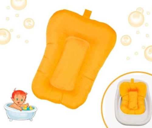 Almofada De Apoio Macia Para Banho Do Bebê Universal  Top Cor Amarelo Liso