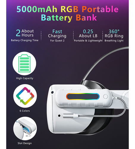 Batería De 5000 Mah Para Oculus Quest 2, 5 V, 2, Carga Rápid