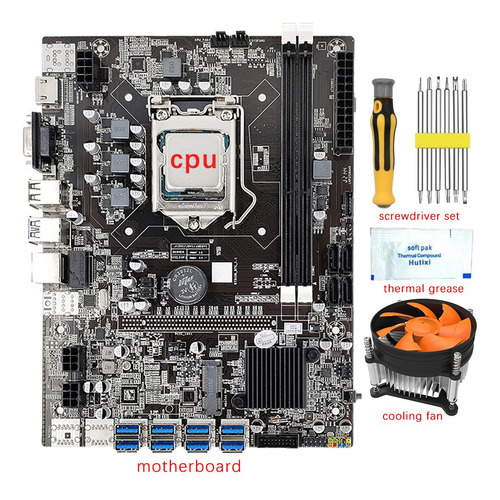 Placa Base B75 8 Gpu Btc Mining, Cpu, Ventilador, Kit De Des