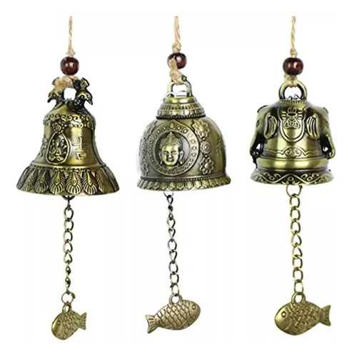 3 Pcs Campana Feng Shui Bendición Suerte Campanas De Viento