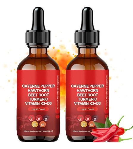 2 Gotas De Pimienta De Cayena, 60 Ml De Pimienta De Cayena C
