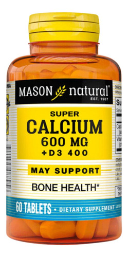 Super Calcio 600 + Vitamina D3 400 - 60 Tabletas