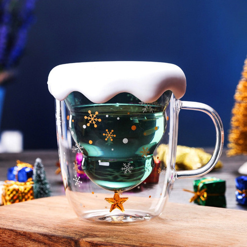 Caneca De Natal De 300ml De Vidro Anti-escaldadura De Vidro