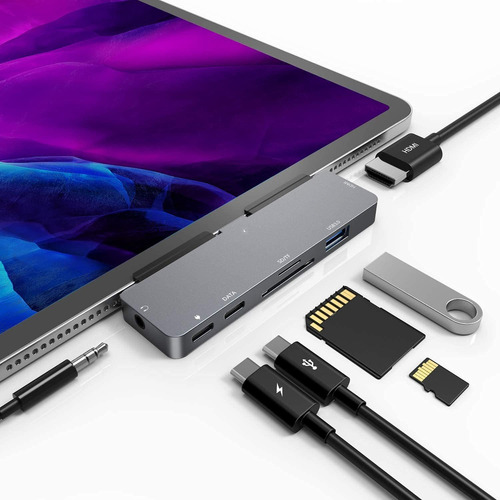 iPad Pro Usb C Hub, Adaptador 7 En 1 Para iPad Pro 2021 2...