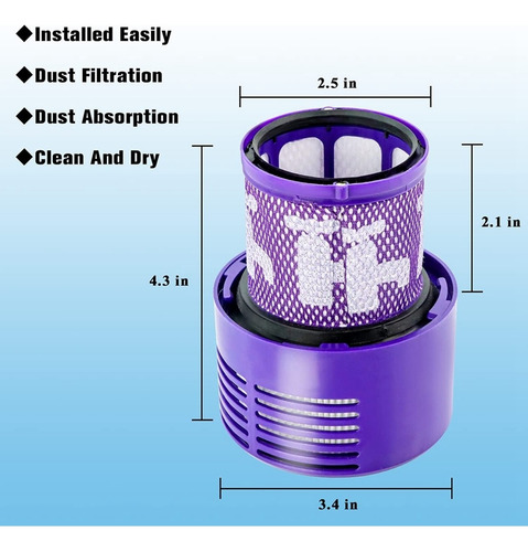 3 Filtros De Vacío Para Dyson V10 Cyclone Series V10 Absolut