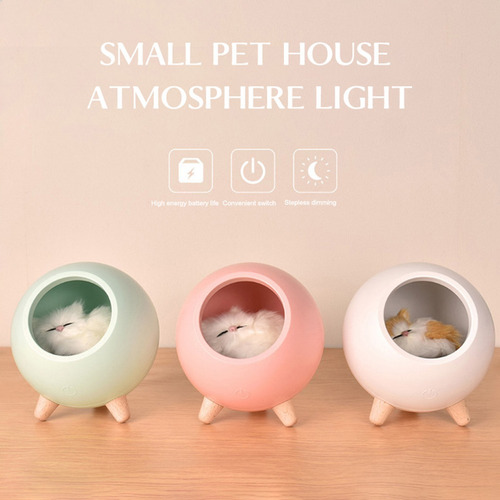 Imagen 5 de 9 de Mini Mascota Casa Luz Noche Portátil Usb Dimming Lámpara De