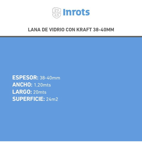 Lana De Vidrio Con Papel Kraft 38-40mm Aislante Térmico