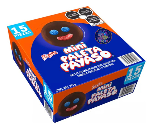 Ricolino Mini Paletas Payaso Malvavisco De Chocolate 15 Pz