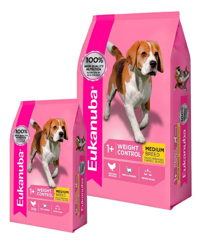 Imagen 2 de 2 de Alimento Eukanuba Weight Control para perro adulto de raza mediana sabor mix en bolsa de 15 kg