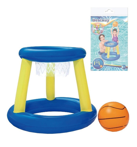 Aro Basket 61cm Inflable + Pelota Pileta Juego Bestway C