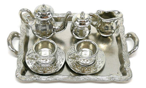Miniatura Casa De Muñecas: Juego De Té De Aleación Y