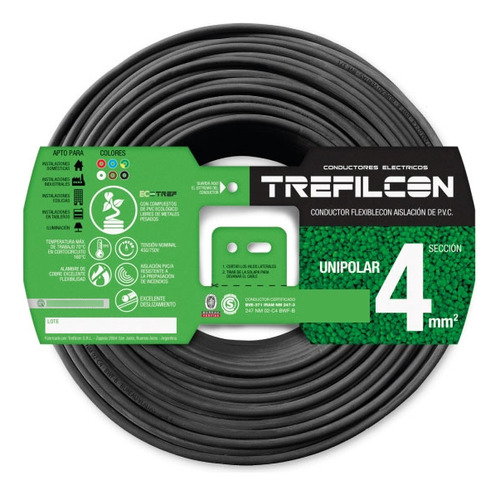 Cable Unipolar Normalizado Trefilcon 1x4mm X 100mts Negro