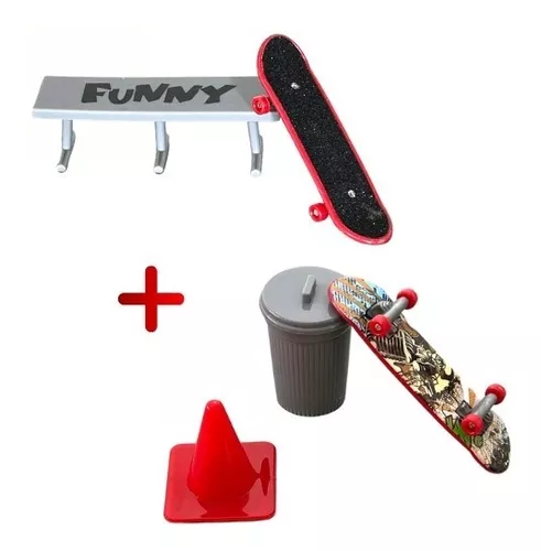 Kit 2 Skate De Dedo C/ Lixa Fingerboard Criança + Acessórios