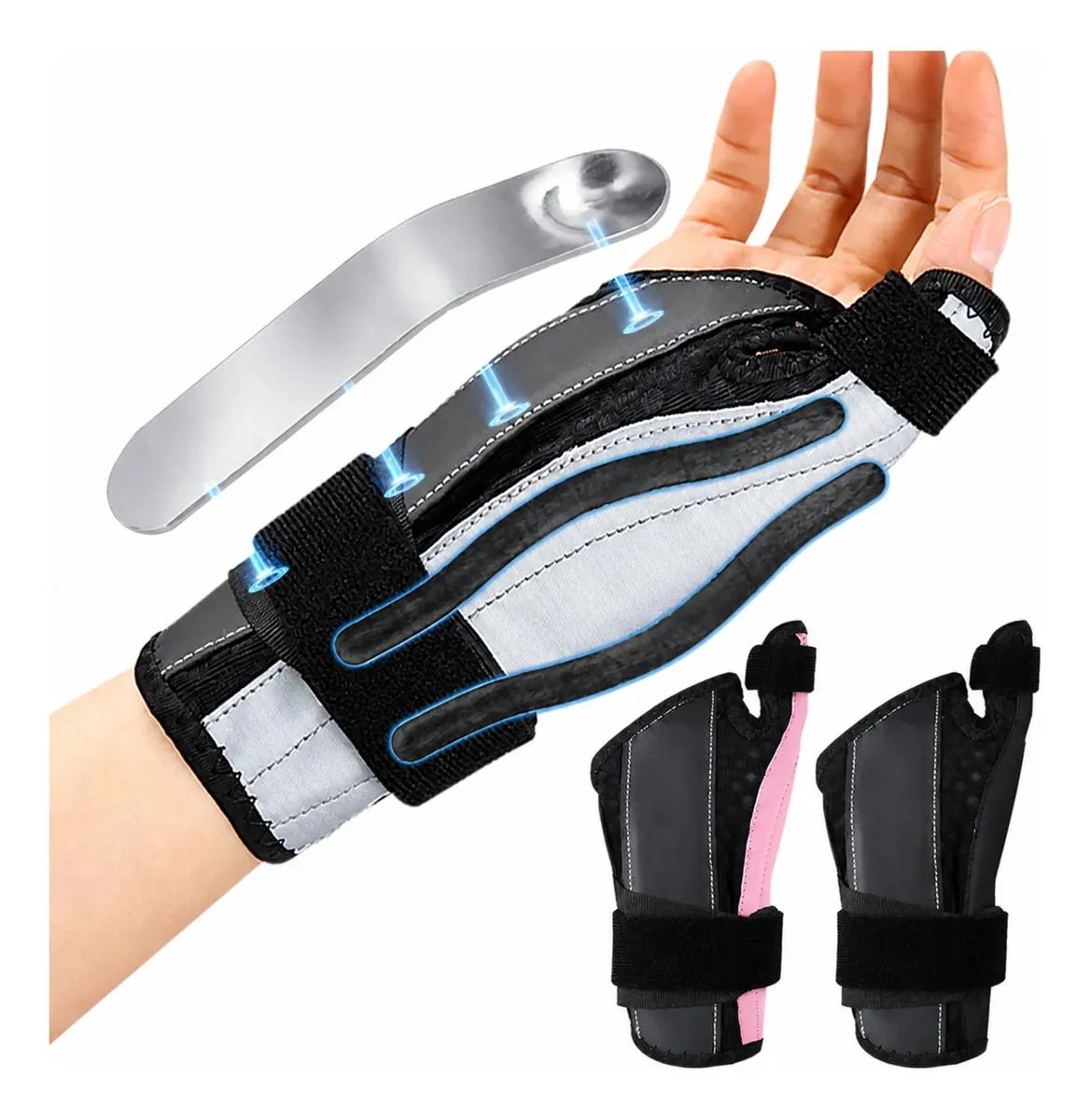 Férula Para Pulgar Muñeca Mano Quervain Barra Aluminio Fg-04 Negro-rosa Nr-izq