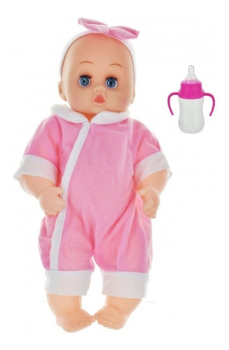 Imagen 2 de 3 de Bebote Con Biberon Llora 27,5cm Mamadera Bebe Muñeca Muñeco