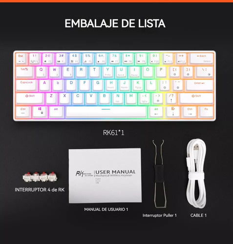 Teclado Mecánico Abnt2 Hyrax Thunder Gamer, 60%, Rgb, Humano