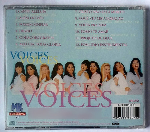 Cd Voices Corações Gratos 1999 Mk Publicitá Lacrado